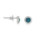 Silver Stone Halo Opal Studs Earrings (ST-1226)