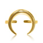 Sterling Silver Plain Cresent Ring Gold Plated (R-1343-G)