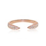 Rose Gold Plated Sterling Silver CZ Tusk Ring (R-1348-R)