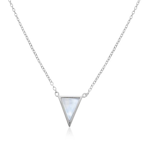 Sterling Silver Mother of Pearl Triangular Necklace (N-1217)