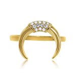 Sterling Silver CZ Crescent Ring Gold Plated (R-1344-G)