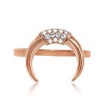 Sterling Silver CZ Crescent Ring Rose Gold Plated (R-1344-R)
