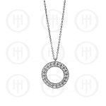 Silver Rhodium Plated Necklace w/Cubic Zirconia Circle (N-RH-1005)
