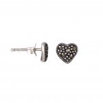 Silver Heart Black CZ stud earrings(ST-1224)