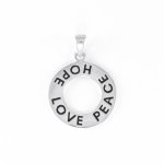 Silver Circular Peace, Hope, love pendant (P-1045)