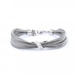 Sterling Silver Fancy Italian Mesh w/ CZ crystals Bracelet (BR-1062)
