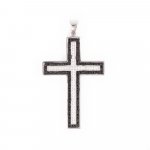 Silver and Black cz Cross Pendant(CR-1040-W)