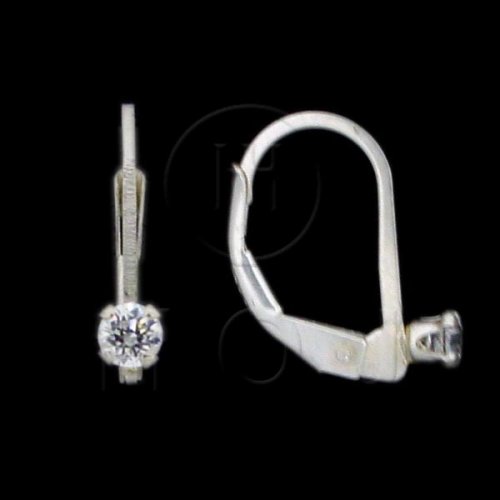 Silver CZ Earrings Round Leverback 3mm (LB-1004-3)