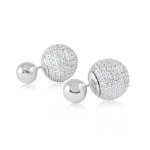 Dior Earring with Full CZ and Rhodium Ball