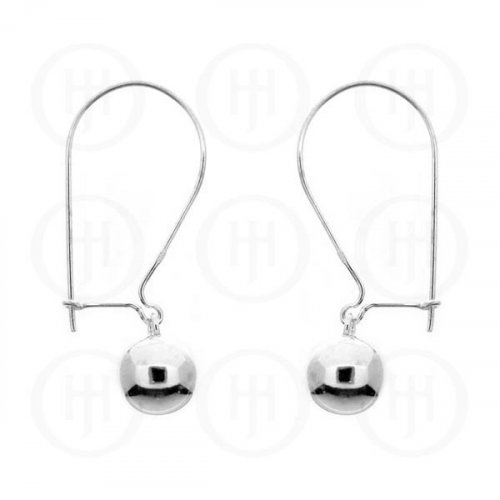 Silver Plain Dangle Earrings with Ball (ER-1020)