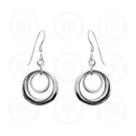 SIlver Plain Double-Circle Dangle Earrings  (ER-1011)