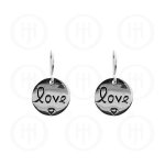 Plain Sterling Silver Engraved "Love" Dangle Earrings (ER-1049)