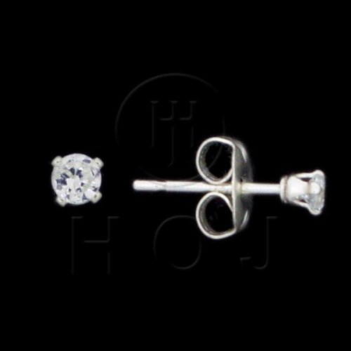 Silver CZ Stud Earrings Round 2.5mm (ST-1014-2.5)