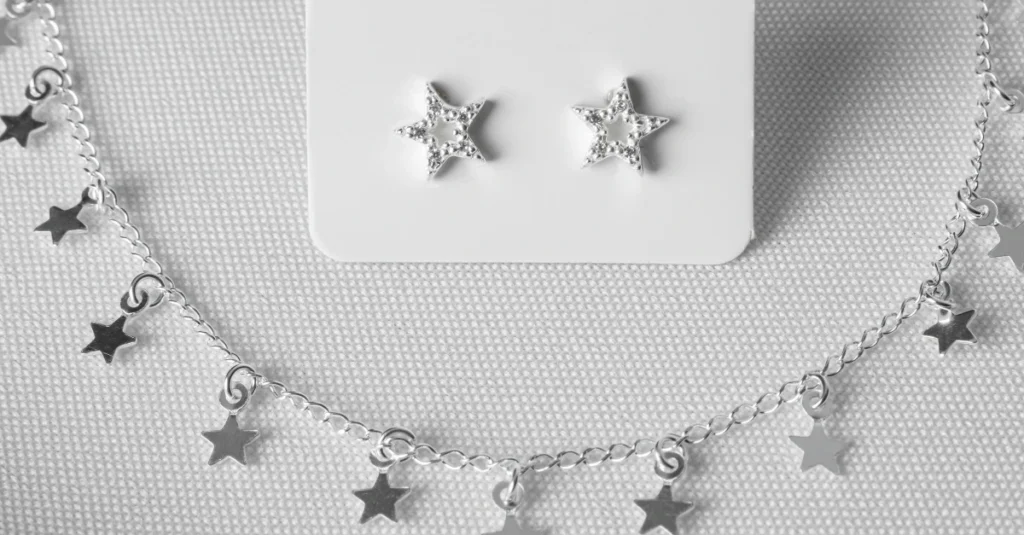 Sterling Silver Star Earrings and Necklace for Sensitive Skin