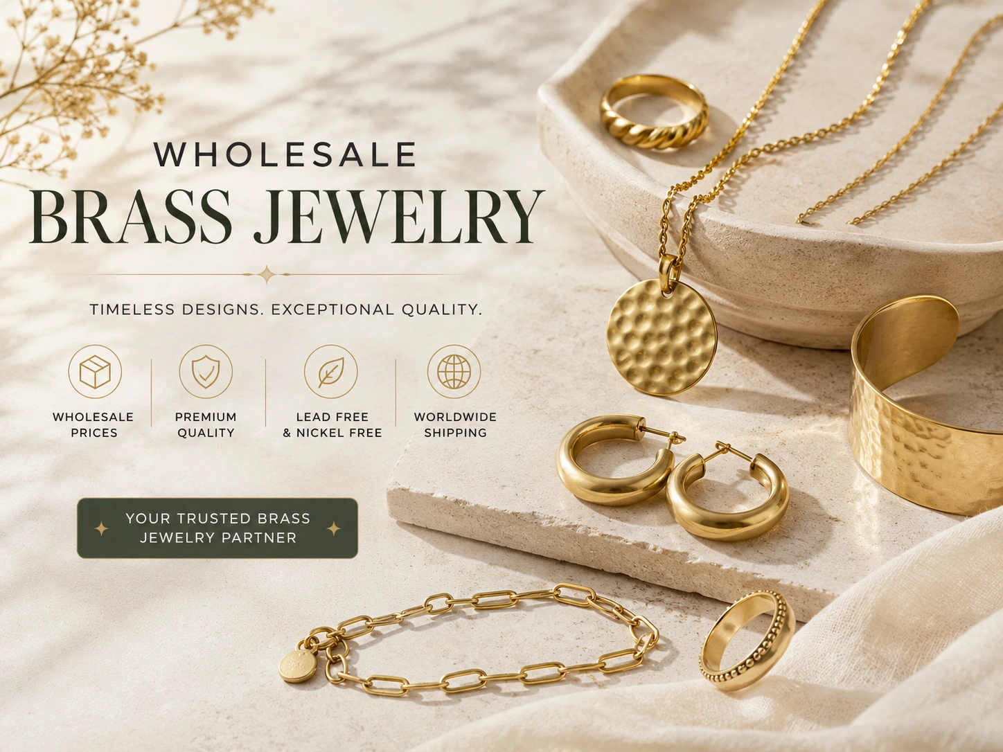 Wholesale gold plated brass jewelry accessories