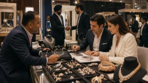 B2B jewellery buyers reviewing luxury jewellery collections