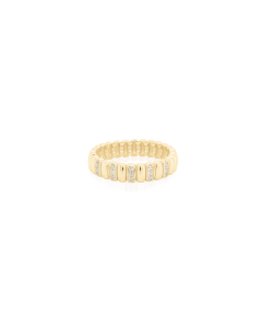 Sterling Silver Gold Vermeil Alternating CZ Bar Band Ring (R-1637-G)