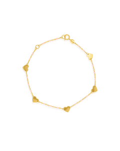 10K Yellow Gold Heart by the Yard Enamel Beads Bracelet (GB-10-1126)