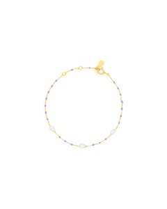 Sterling Silver Gold Vermeil Enamel and Freshwater Pearl Bracelet (BR-1430)