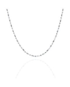 Sterling Silver Rhodium Plated DC Oval & Bead Chain 2mm (CPOV-033)