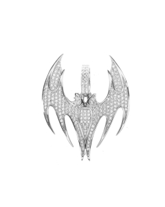 Sterling Silver CZ Pave Bat Symbol Pendant (P-1417)
