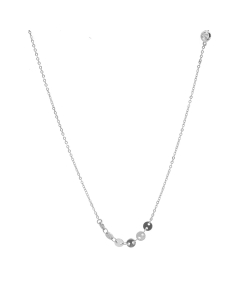 Sterling Silver 5 Disk and CZ Patterned Necklace (N-1329)