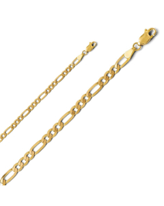 Sterling Silver Gold Vermeil Flat Figaro Chain 4.2mm (FIG100-G)