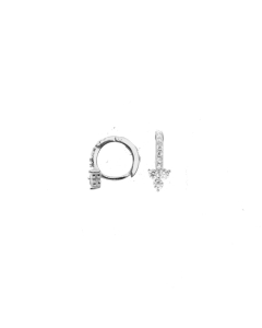 Sterling Silver Mini Trillium CZ Huggies (HUG-1037)