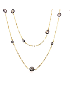 Sterling Silver Black Bezeled Cubic by Yard Necklace (N-1379)