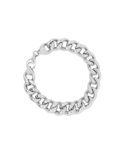 Sterling Silver Thick Hollow Curb Chain Bracelet 12.8mm (PCDG-350)