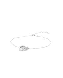 Sterling Silver Interlocking CZ and Plain Ring Bracelet (BR-1355)