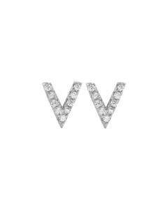 Sterling Silver CZ V Shaped Stud Earrings (ST-1152)