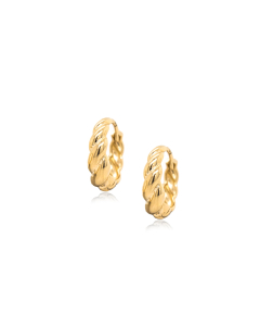 10K Yellow Gold Dome Croissant Huggies (GHUG-10-1024)
