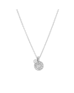 Sterling Silver Round CZ Disc with Mini Slider Necklace (N-1059)