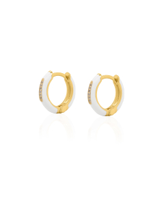 Sterling Silver Gold Vermeil CZ Enamel Huggies Earrings  (HUG-1118)