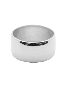 Sterling Silver Rhodium Plated Rounded Thick Band Ring (10mm) (R-1498)