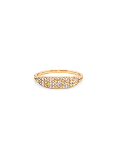 10K Yellow Gold Pave CZ Dome Signet Ring (GR-10-1111)