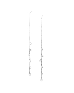 Sterling Silver Dangling Pearl Ear Threader (ER-1345)