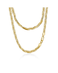 Sterling Silver Gold Vermeil Braided Herringbone 4mm (BHB100-G)