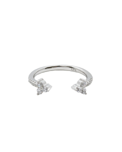 Sterling Silver Rhodium Plated CZ Arrow Open Ring (R-1455)