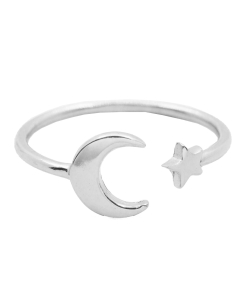 Sterling Silver Star and Moon Ring (R-1460)