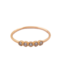 Sterling Silver Rosegold Vermeil CZ Five Millgrain Ring (R-1495-R)