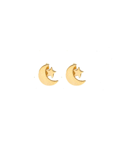 10K Gold Plain Star and Moon Studs (GE-10-1156)