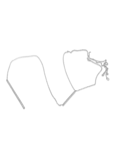 Sterling Silver CZ Bar Lariat Plated Necklace (N-1023)