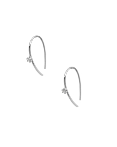 Sterling Silver Dainty Curved Single CZ Threader (ER-1344)