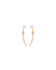 Sterling Silver CZ Five Stone Ear Climber Earrings (ER-1199)