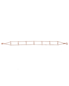 Sterling Silver Double Chain CZ Ladder Bracelet (BR-1221)