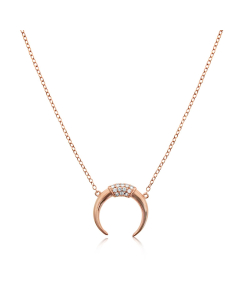 Sterling Silver CZ Crescent Necklace (N-1211)