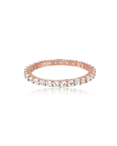 Sterling Silver Rosegold Vermeil CZ Eternity Band Ring (2mm) (R-1357-R)