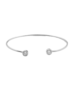 Sterling Silver CZ Bezel Cuff Bangle (IB-1027)